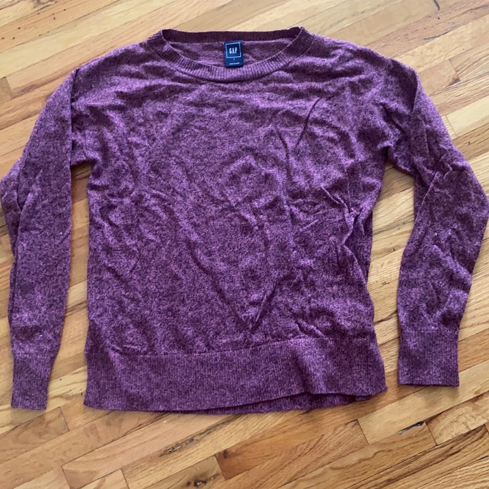 GAP Pink/Black Speckled Light Wool Long Sleeve Sweater - Size Small